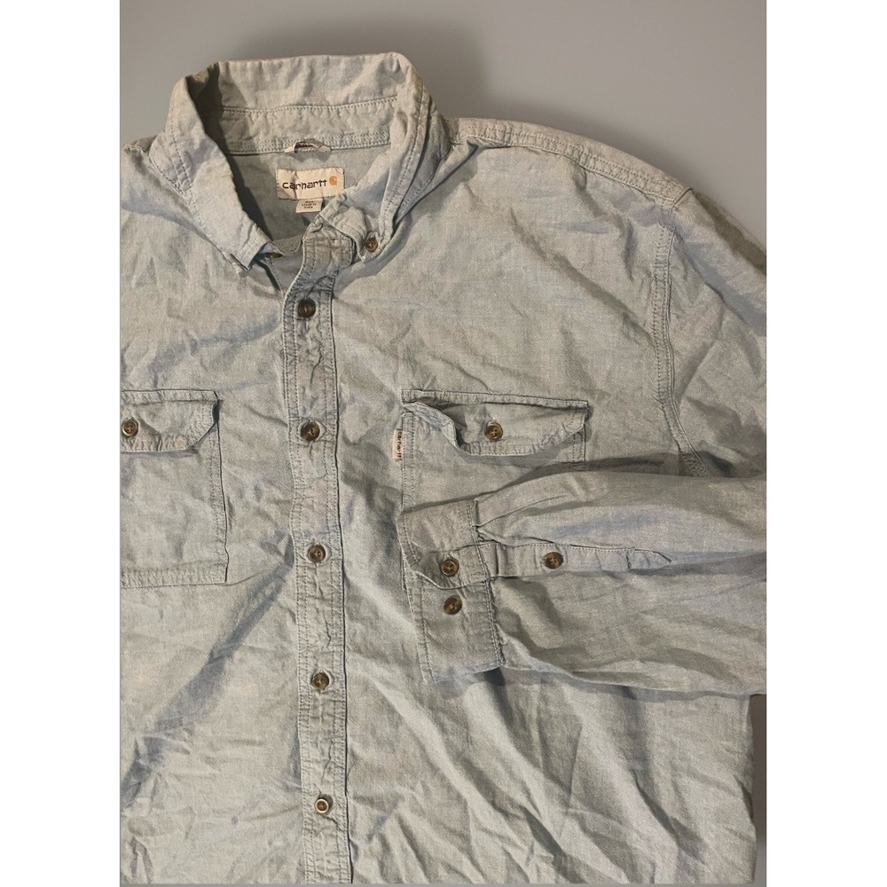 Carhartt Men's‎ Light Blue Button Down Shirt 3XL